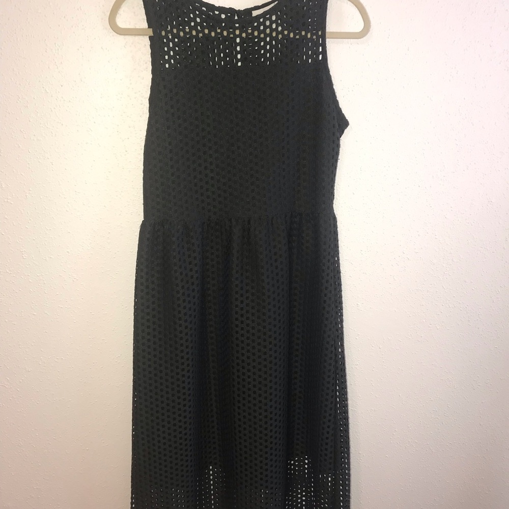 H&M dark green mesh eyelet dress